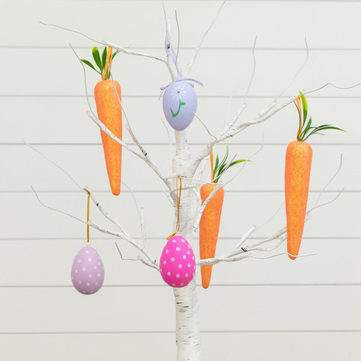 2' Pre-Lit Artificial Easter Egg and Carrots Ornament Twig Tree with 24 Warm White LED Lights - Che Cose Belle