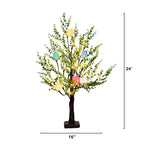 2' Pre-Lit Artificial Easter Egg Twig Tree with Greens and 24 Warm White LED Lights - Che Cose Belle