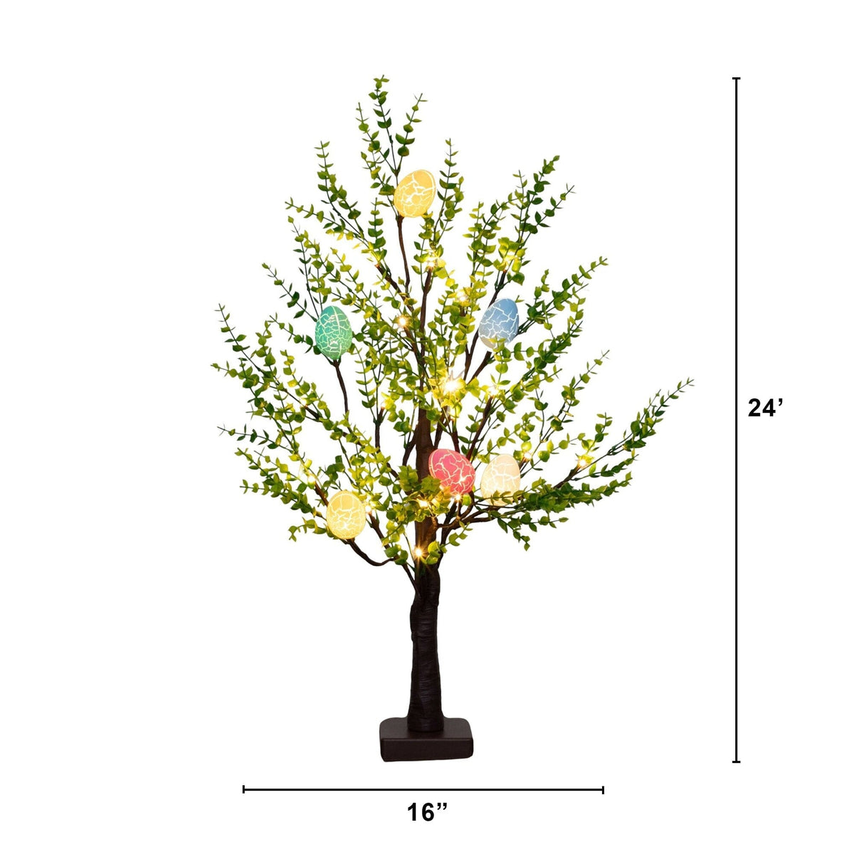 2' Pre-Lit Artificial Easter Egg Twig Tree with Greens and 24 Warm White LED Lights - Che Cose Belle