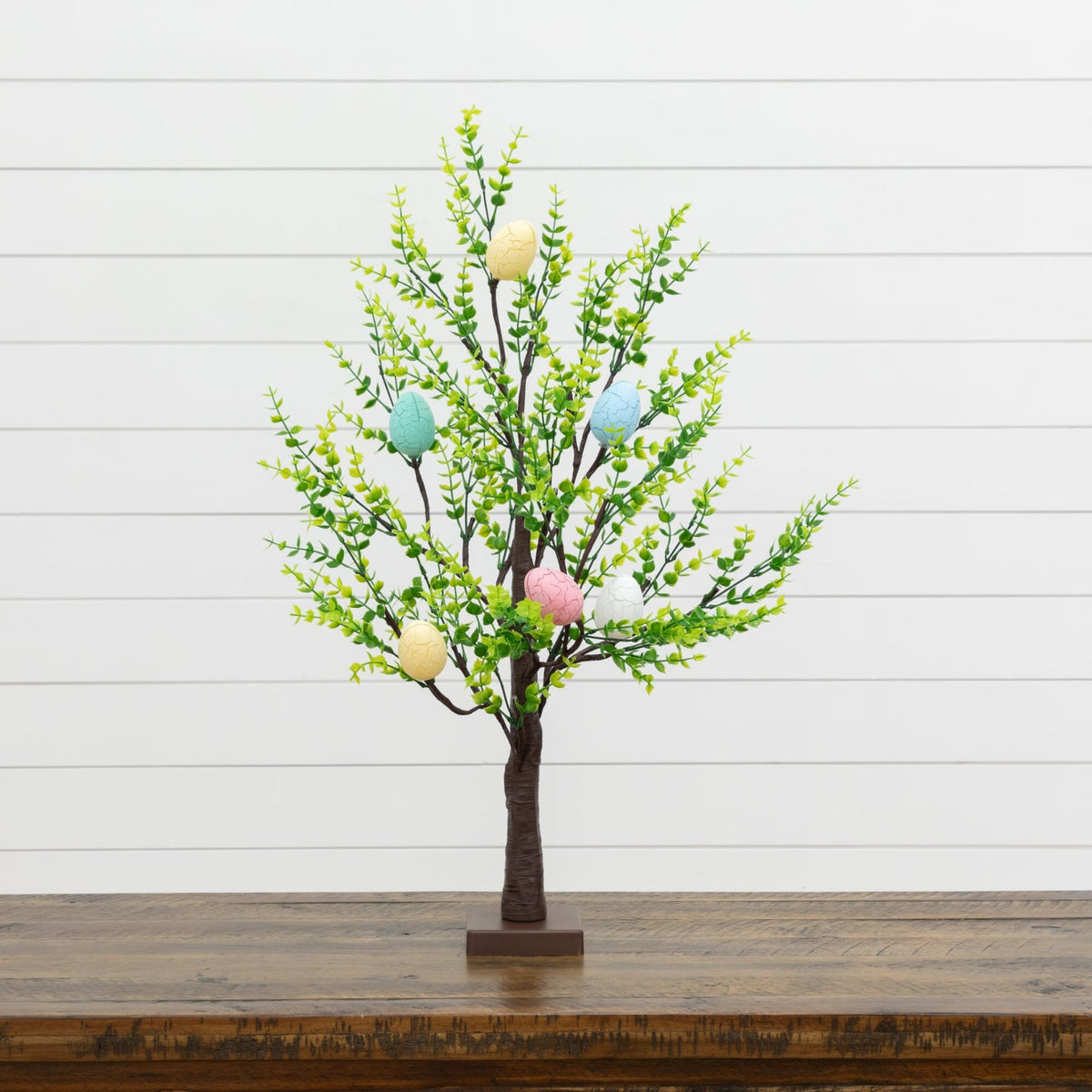 2' Pre-Lit Artificial Easter Egg Twig Tree with Greens and 24 Warm White LED Lights - Che Cose Belle