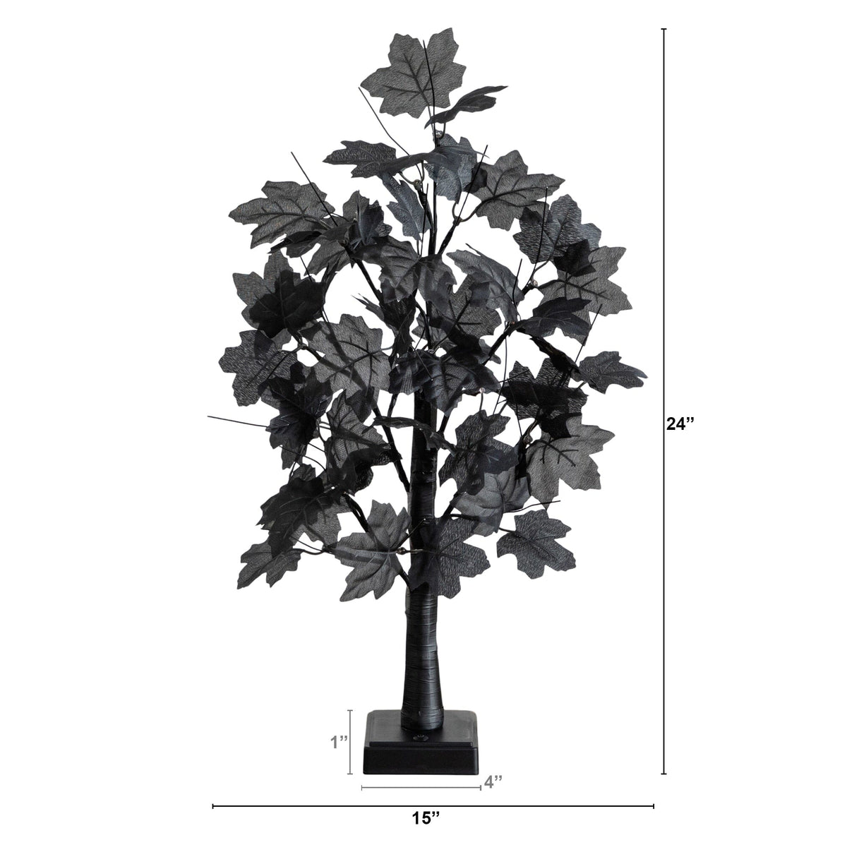 2' Pre-Lit Artificial Halloween Black Maple Tree with 24 Orange & Purple LED Lights - Che Cose Belle