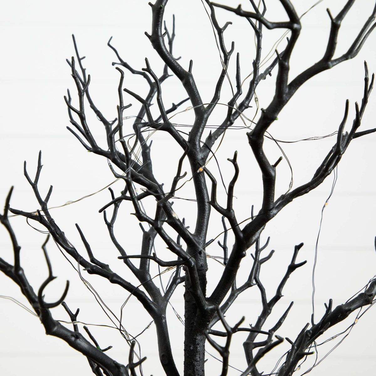 2' Pre-Lit Artificial Halloween Black Spooky Twig Tree with 60 Orange & Purple Copper Wire String LED Lights - Che Cose Belle