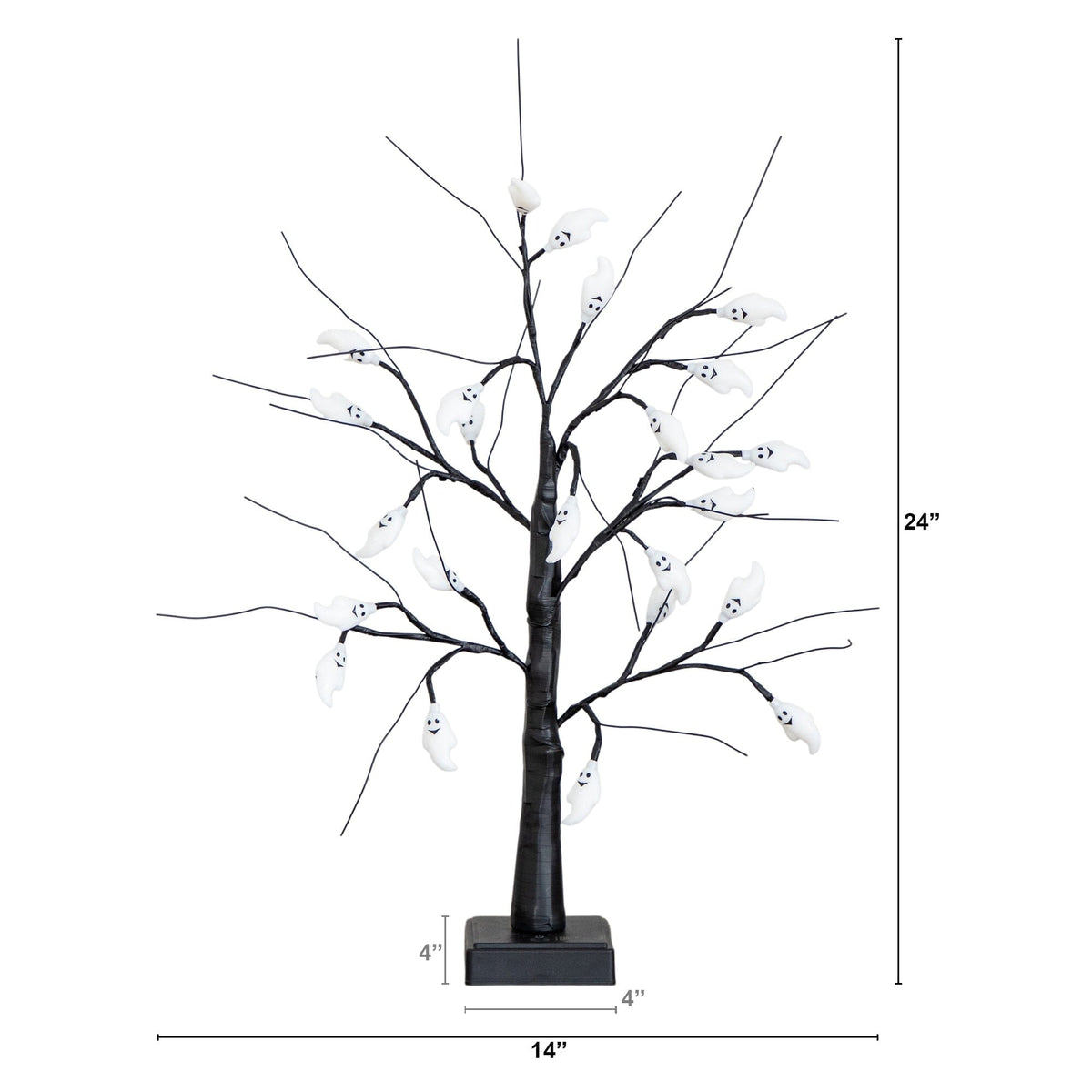 2' Pre-Lit Artificial Halloween Ghost Twig Tree with 24 Purple LED Lights - Che Cose Belle