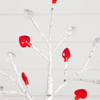2' Pre-Lit Artificial Valentine's Day Twig Tree with 24 Red & White Heart-Shaped LED Lights - Che Cose Belle
