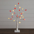 2' Pre-Lit Artificial Valentine's Day Twig Tree with 24 Red & White Heart-Shaped LED Lights - Che Cose Belle