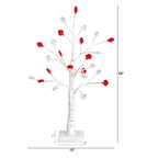 2' Pre-Lit Artificial Valentine's Day Twig Tree with 24 Red & White Heart-Shaped LED Lights - Che Cose Belle