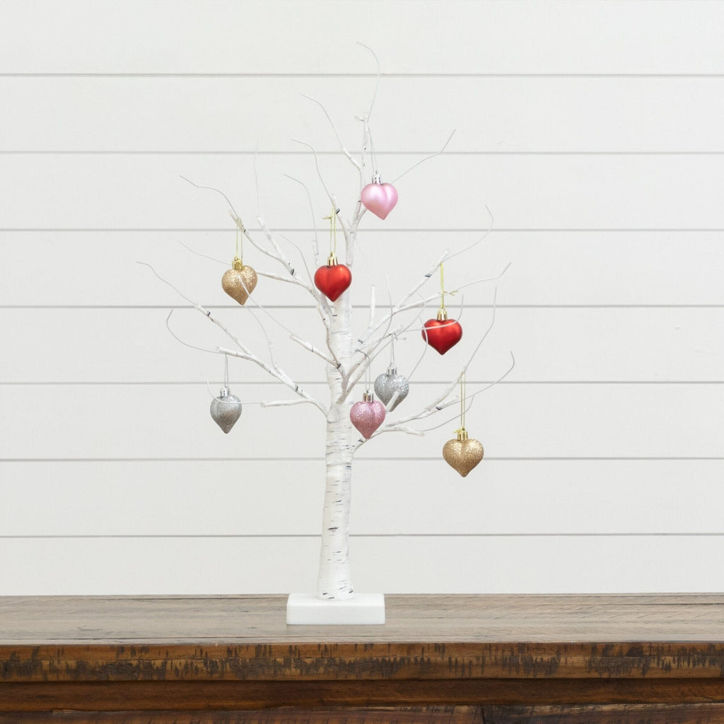 2' Pre-Lit Artificial Valentine's Day Twig Tree with 24 Warm White LED Lights and Heart Ornaments - Che Cose Belle