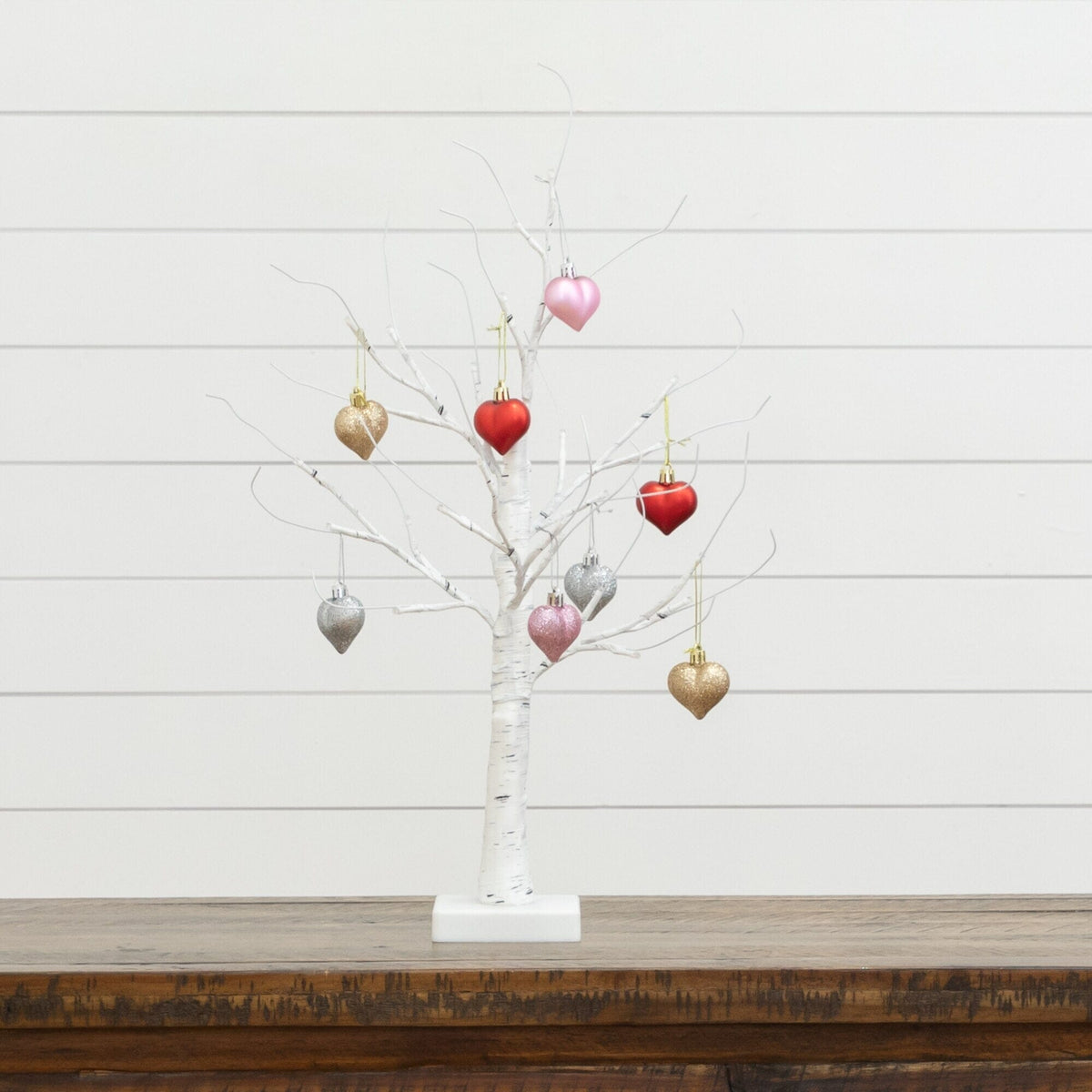 2' Pre-Lit Artificial Valentine's Day Twig Tree with 24 Warm White LED Lights and Heart Ornaments - Che Cose Belle