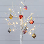 2' Pre-Lit Artificial Valentine's Day Twig Tree with 24 Warm White LED Lights and Heart Ornaments - Che Cose Belle
