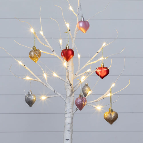 2' Pre-Lit Artificial Valentine's Day Twig Tree with 24 Warm White LED Lights and Heart Ornaments - Che Cose Belle