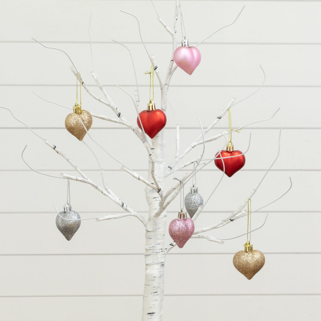 2' Pre-Lit Artificial Valentine's Day Twig Tree with 24 Warm White LED Lights and Heart Ornaments - Che Cose Belle