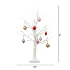 2' Pre-Lit Artificial Valentine's Day Twig Tree with 24 Warm White LED Lights and Heart Ornaments - Che Cose Belle