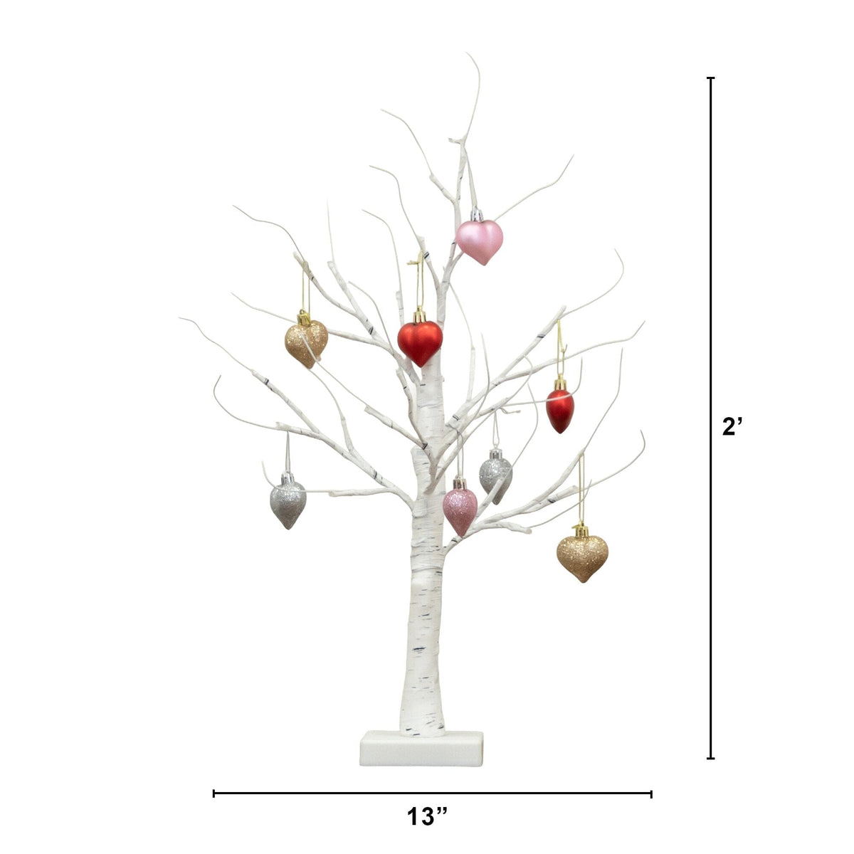 2' Pre-Lit Artificial Valentine's Day Twig Tree with 24 Warm White LED Lights and Heart Ornaments - Che Cose Belle