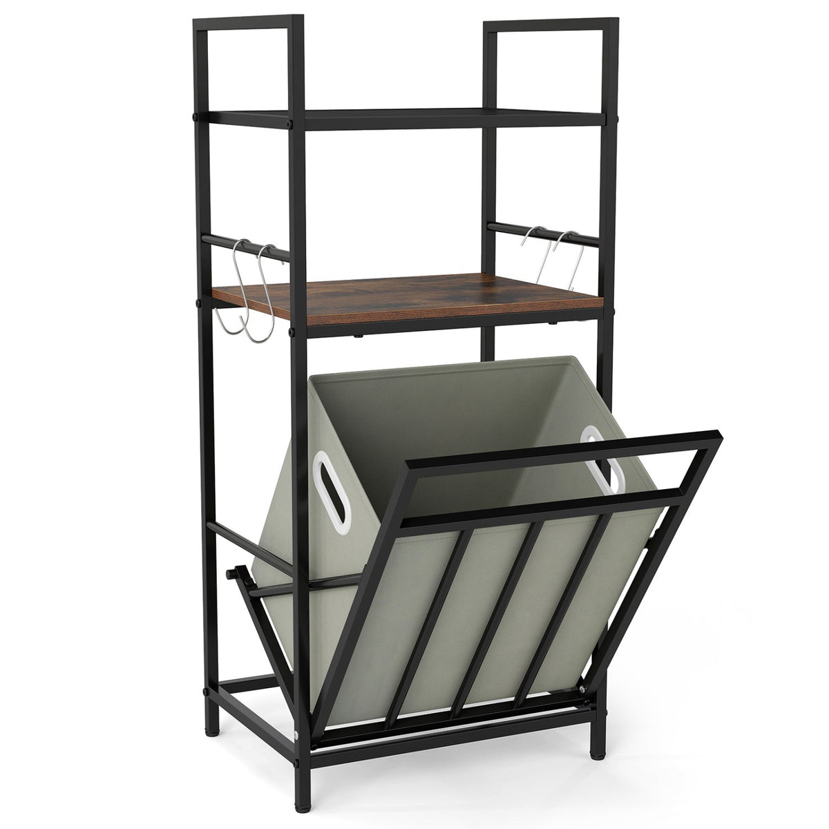 2-Tier Laundry Hamper with Tilt-out Basket-Black - Che Cose Belle