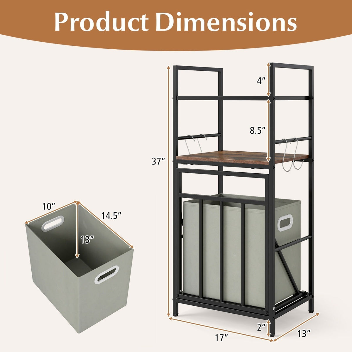 2-Tier Laundry Hamper with Tilt-out Basket-Black - Che Cose Belle