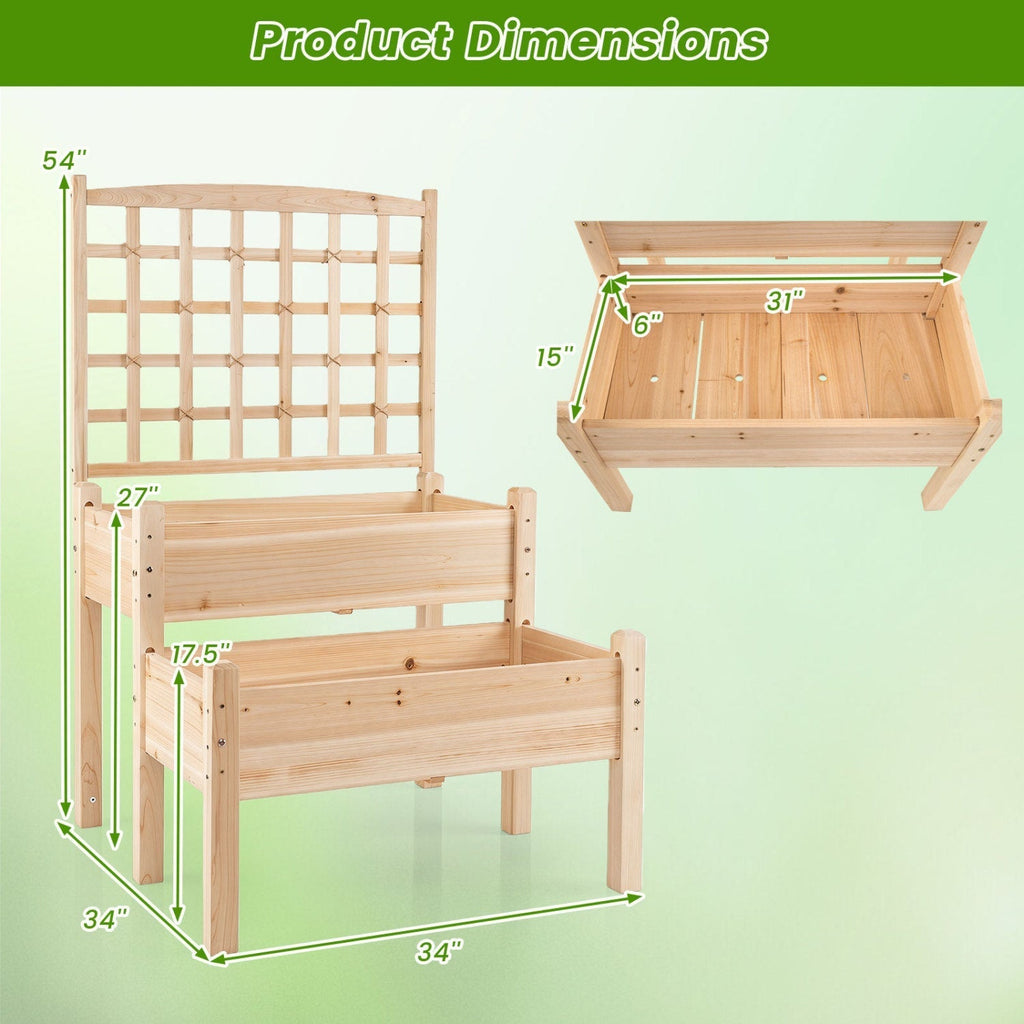 2-Tier Raised Garden Bed with Trellis for Climbing Plants - Che Cose Belle