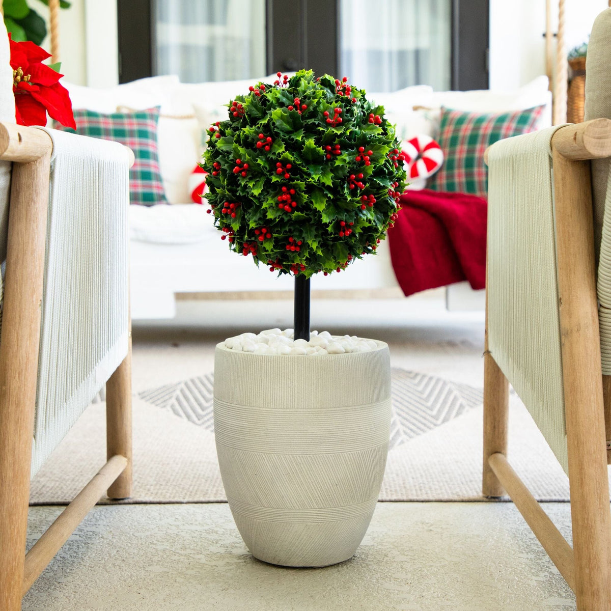 2' UV Resistant Artificial Holly Berry Christmas Ball with Integrated Ground Stake (Indoor/Outdoor) - Che Cose Belle