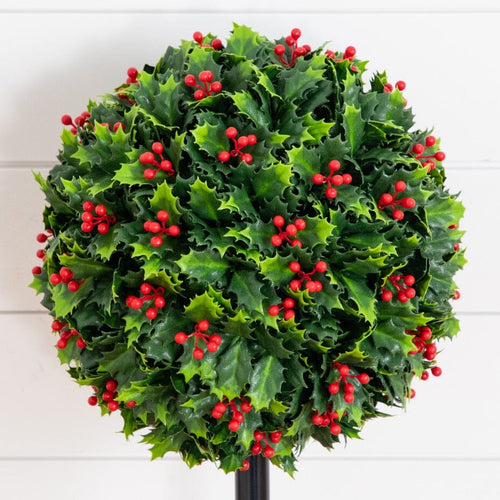 2' UV Resistant Artificial Holly Berry Christmas Ball with Integrated Ground Stake (Indoor/Outdoor) - Che Cose Belle