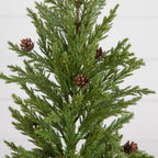 20” Artificial Christmas Cedar Pine Tree with Pinecones in White Ceramic Planter - Che Cose Belle
