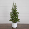 20” Artificial Christmas Cedar Pine Tree with Pinecones in White Ceramic Planter - Che Cose Belle