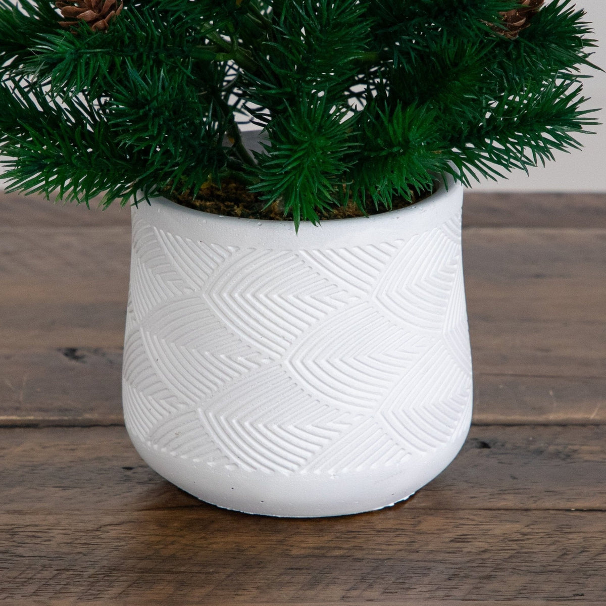 20” Artificial Christmas Tree with Pinecones in White Ceramic Planter - Che Cose Belle