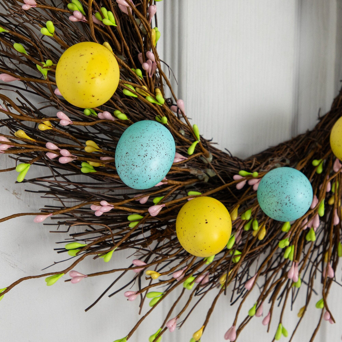 20" Artificial Pastel Easter Egg Twig Wreath - Che Cose Belle