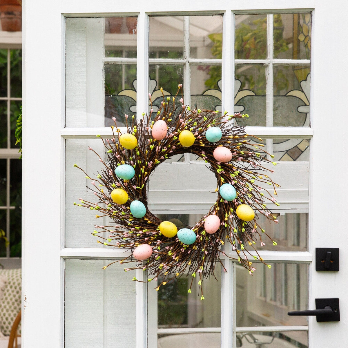 20" Artificial Pastel Easter Egg Twig Wreath - Che Cose Belle