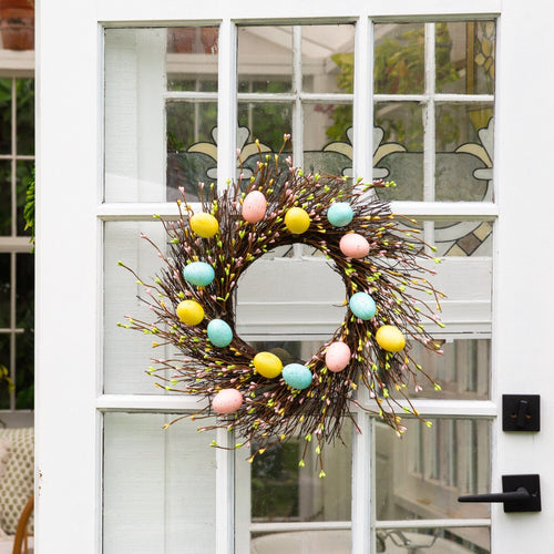 20" Artificial Pastel Easter Egg Twig Wreath - Che Cose Belle