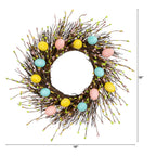 20" Artificial Pastel Easter Egg Twig Wreath - Che Cose Belle