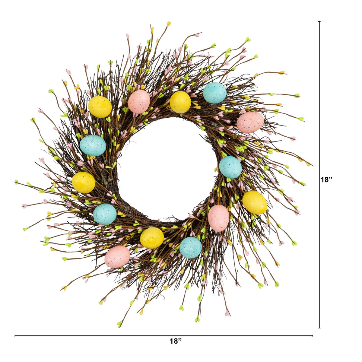 20" Artificial Pastel Easter Egg Twig Wreath - Che Cose Belle