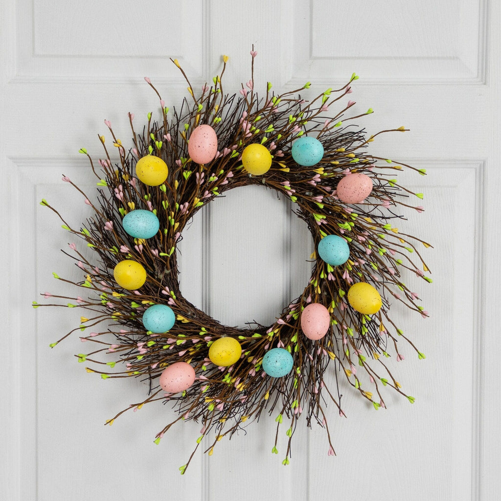 20" Artificial Pastel Easter Egg Twig Wreath - Che Cose Belle