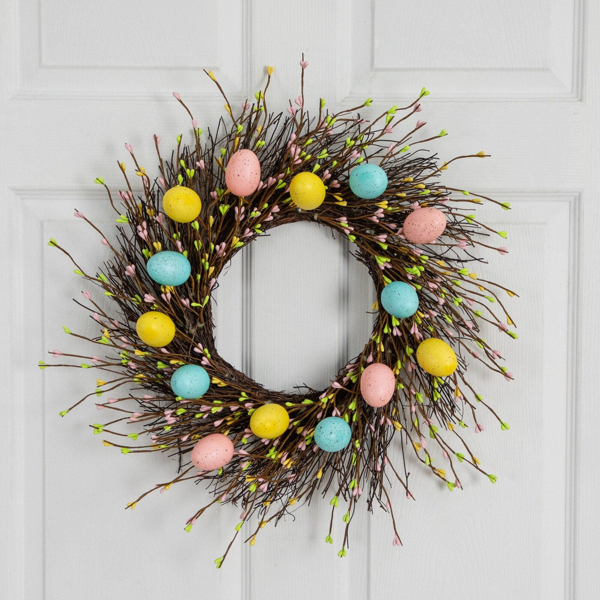20" Artificial Pastel Easter Egg Twig Wreath - Che Cose Belle