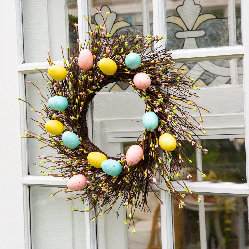 20" Artificial Pastel Easter Egg Twig Wreath - Che Cose Belle