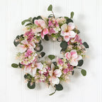 20” Hydrangea and Magnolia Artificial Wreath - Che Cose Belle