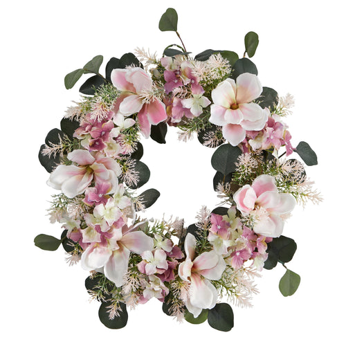 20” Hydrangea and Magnolia Artificial Wreath - Che Cose Belle