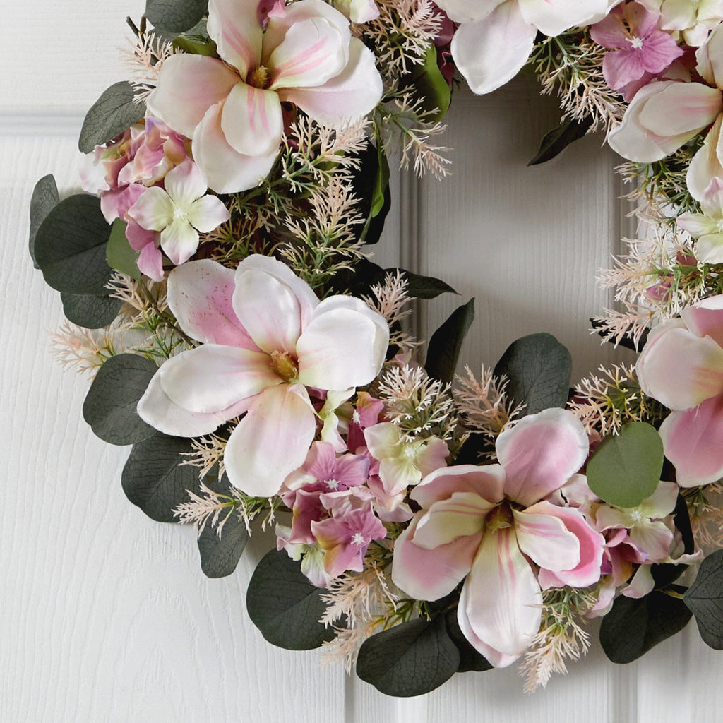 20” Hydrangea and Magnolia Artificial Wreath - Che Cose Belle
