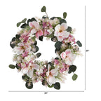 20” Hydrangea and Magnolia Artificial Wreath - Che Cose Belle