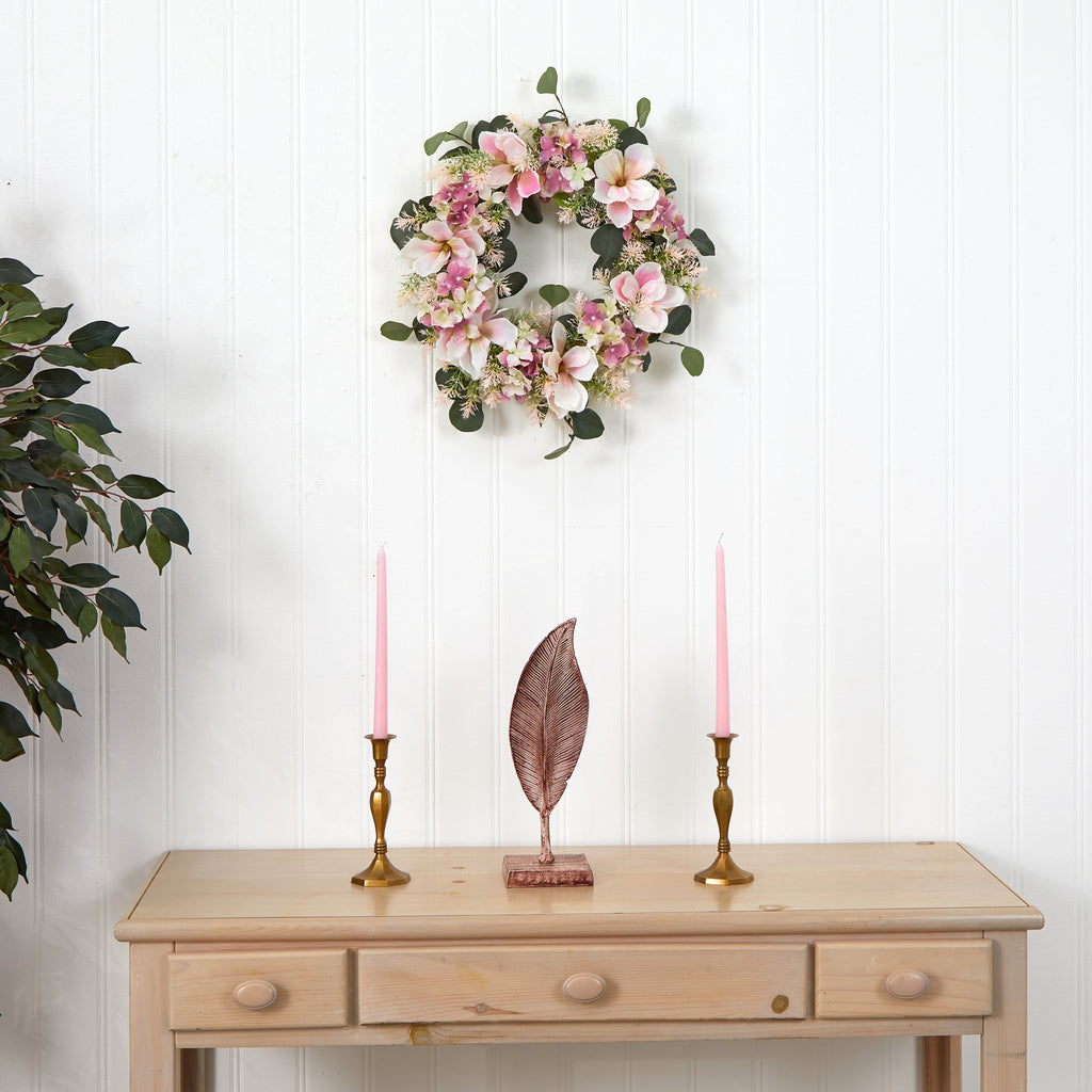 20” Hydrangea and Magnolia Artificial Wreath - Che Cose Belle