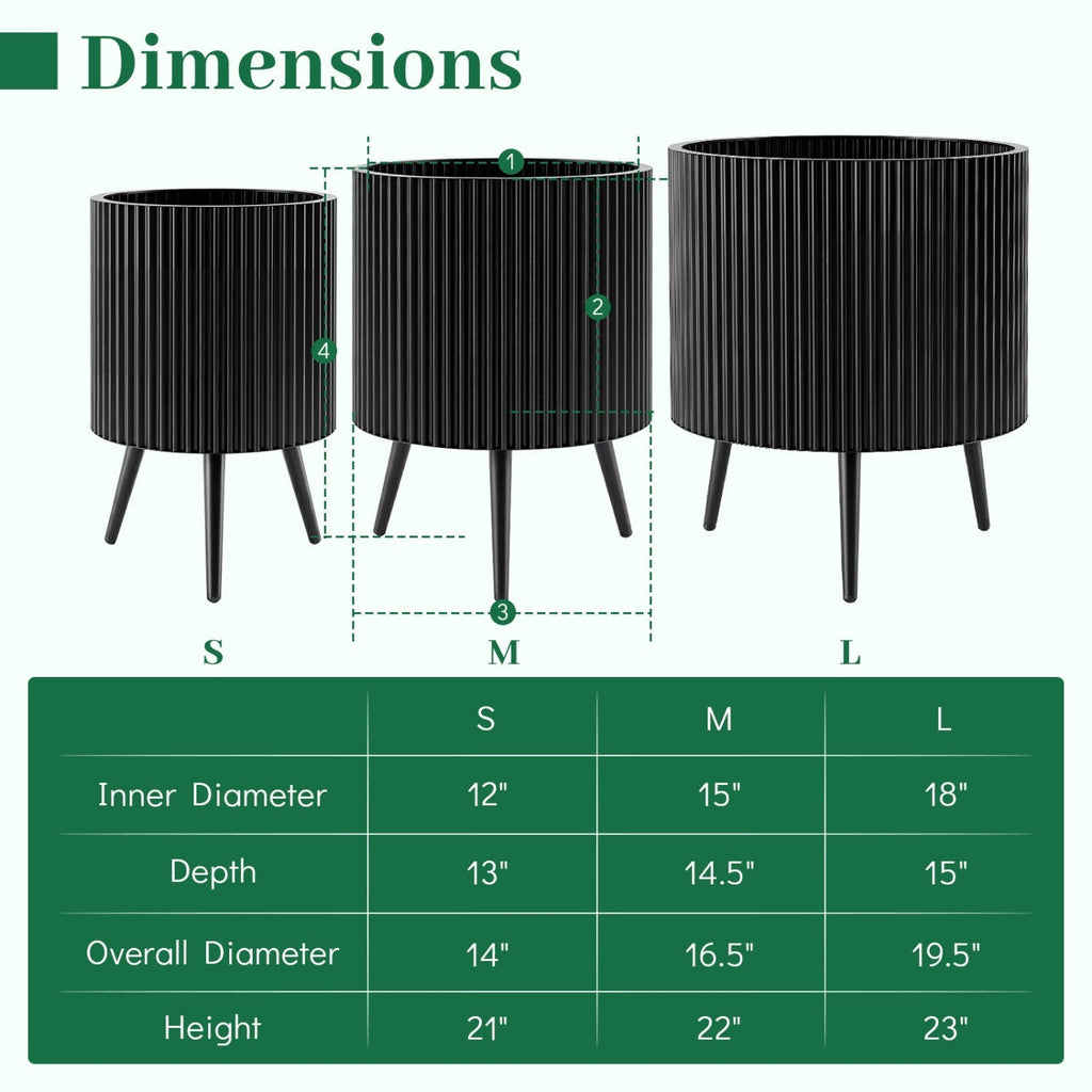 20-Inch Raised Metal Planter with Stand and Drainage Holes - Che Cose Belle