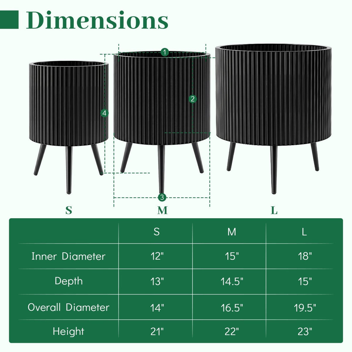 20-Inch Raised Metal Planter with Stand and Drainage Holes - Che Cose Belle