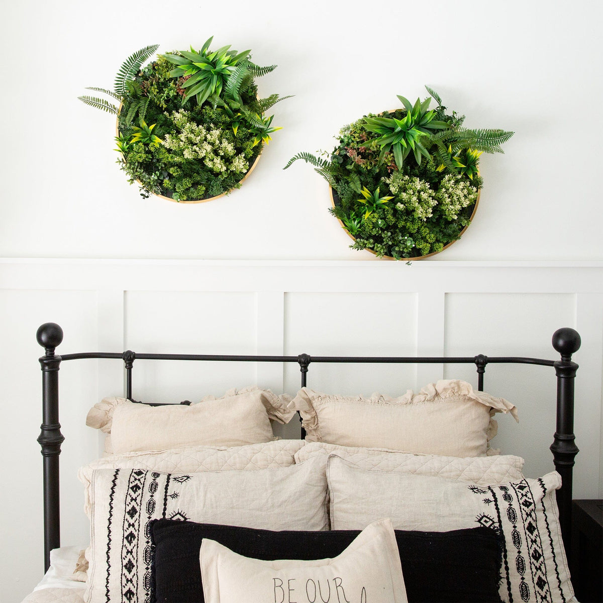 20” UV Resistant Artificial Queensland Rainforest Living Wall Art Panel in Gold Aluminum Frame - Che Cose Belle