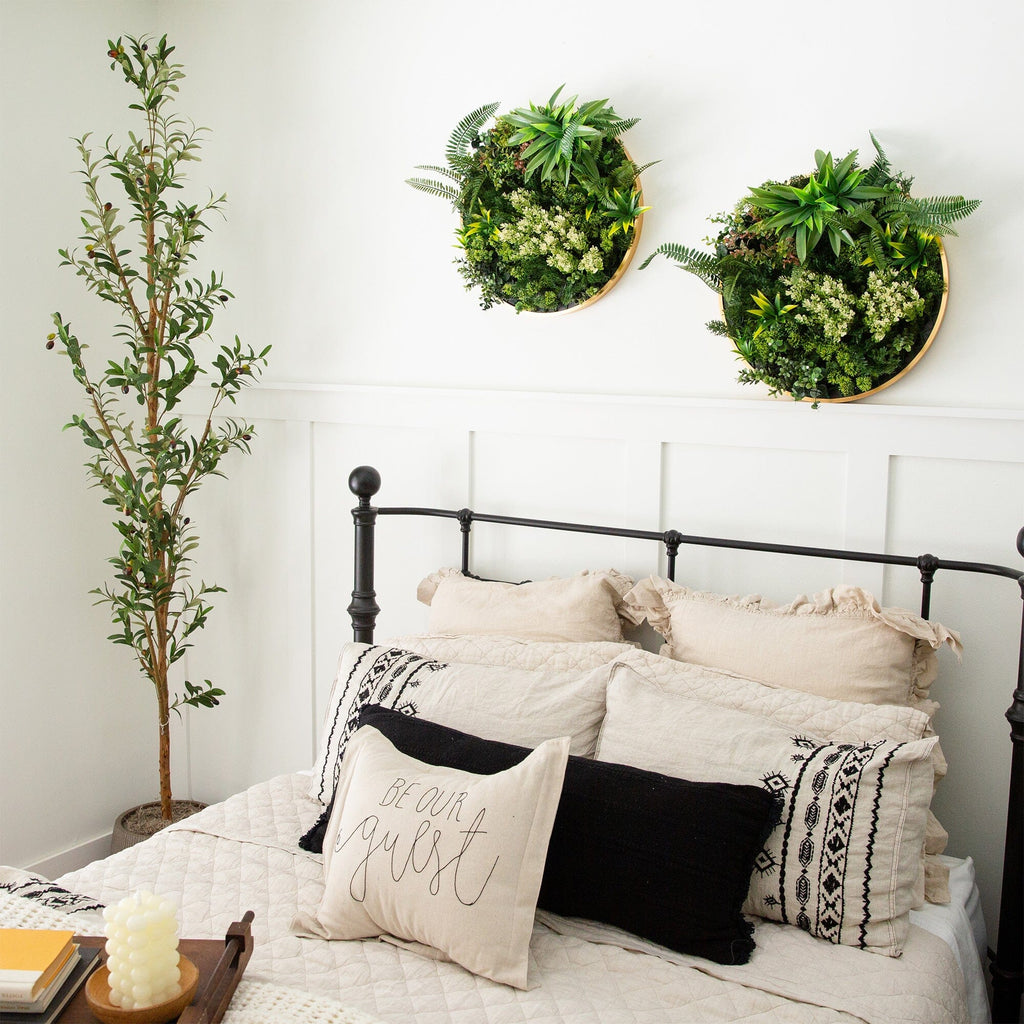 20” UV Resistant Artificial Queensland Rainforest Living Wall Art Panel in Gold Aluminum Frame - Che Cose Belle