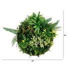 20” UV Resistant Artificial Queensland Rainforest Living Wall Art Panel in Gold Aluminum Frame - Che Cose Belle