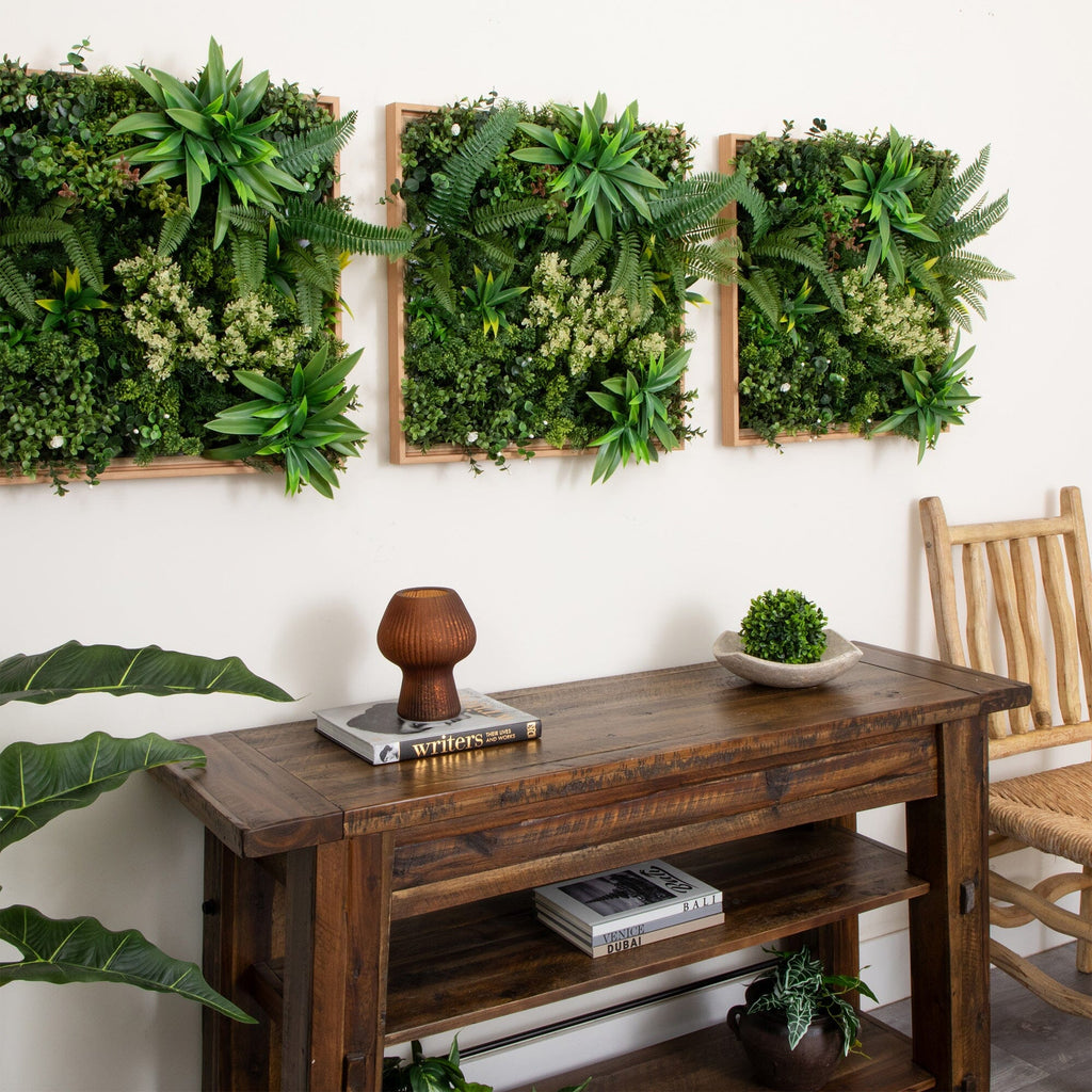 20” x 20” UV Resistant Queensland Rainforest Artificial Living Wall Art Panel in Light Wood - Che Cose Belle