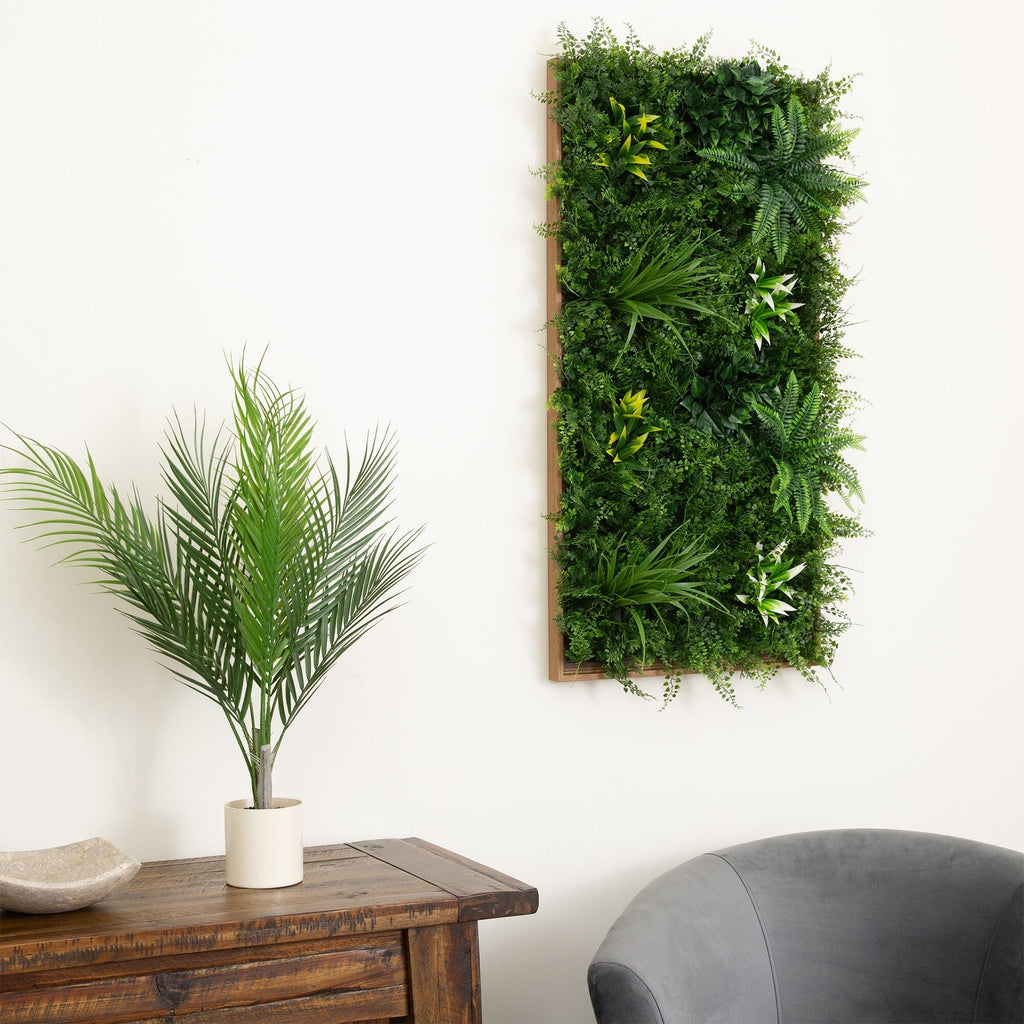 20” x 40” UV Resistant Costa Rican Forest Artificial Living Wall Art Panel in Dark Wood - Che Cose Belle