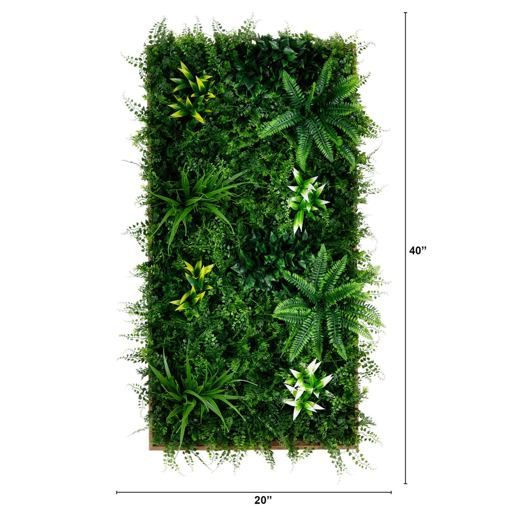 20” x 40” UV Resistant Costa Rican Forest Artificial Living Wall Art Panel in Dark Wood - Che Cose Belle