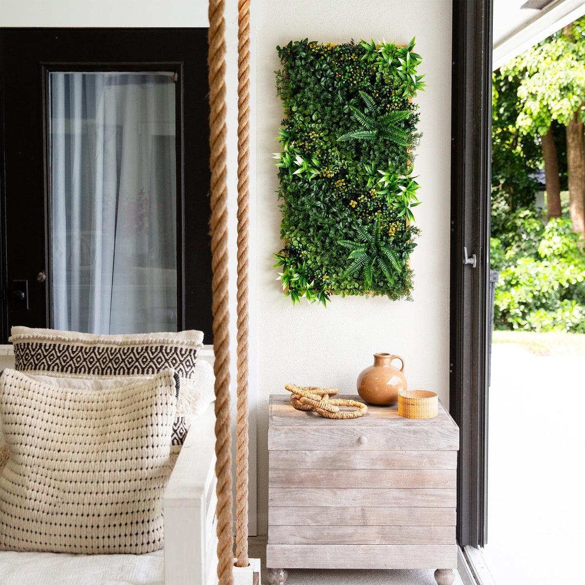 20” x 40” UV Resistant Hawaiian Islands Artificial Living Wall Art Panel in Light Wood-Like - Che Cose Belle