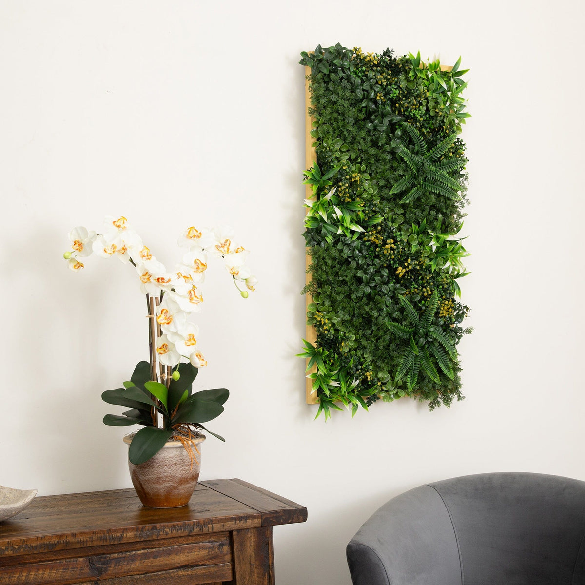 20” x 40” UV Resistant Hawaiian Islands Artificial Living Wall Art Panel in Light Wood-Like - Che Cose Belle