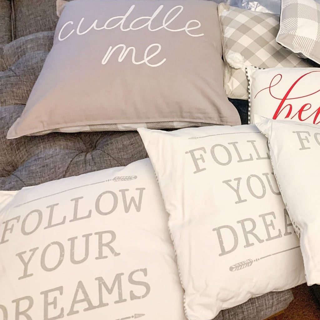 Follow Your Dreams 16in Canvas Pillow Rustic Farmhouse Arrow Throw