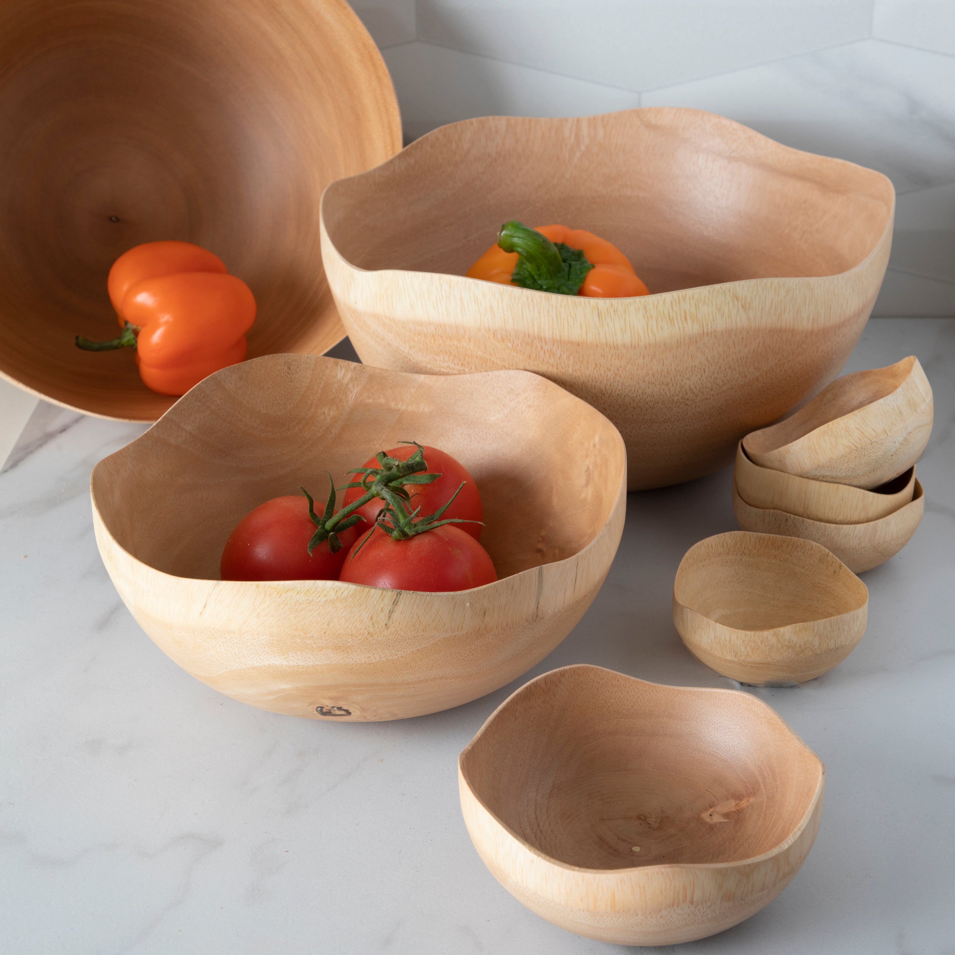 Kiln Mango Wood Wave Edge Bowl, Small